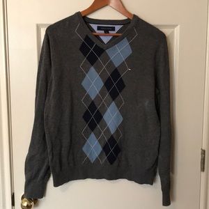 Tommy Hilfiger v neck sweater size small grey blue